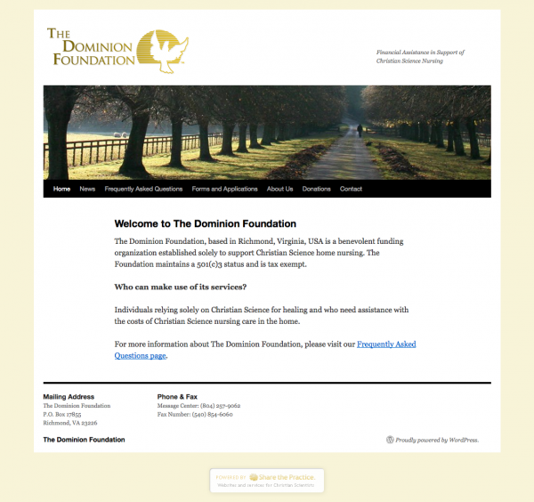 The Dominion Foundation | Financial Assistance in Support of Christian Science Nursing